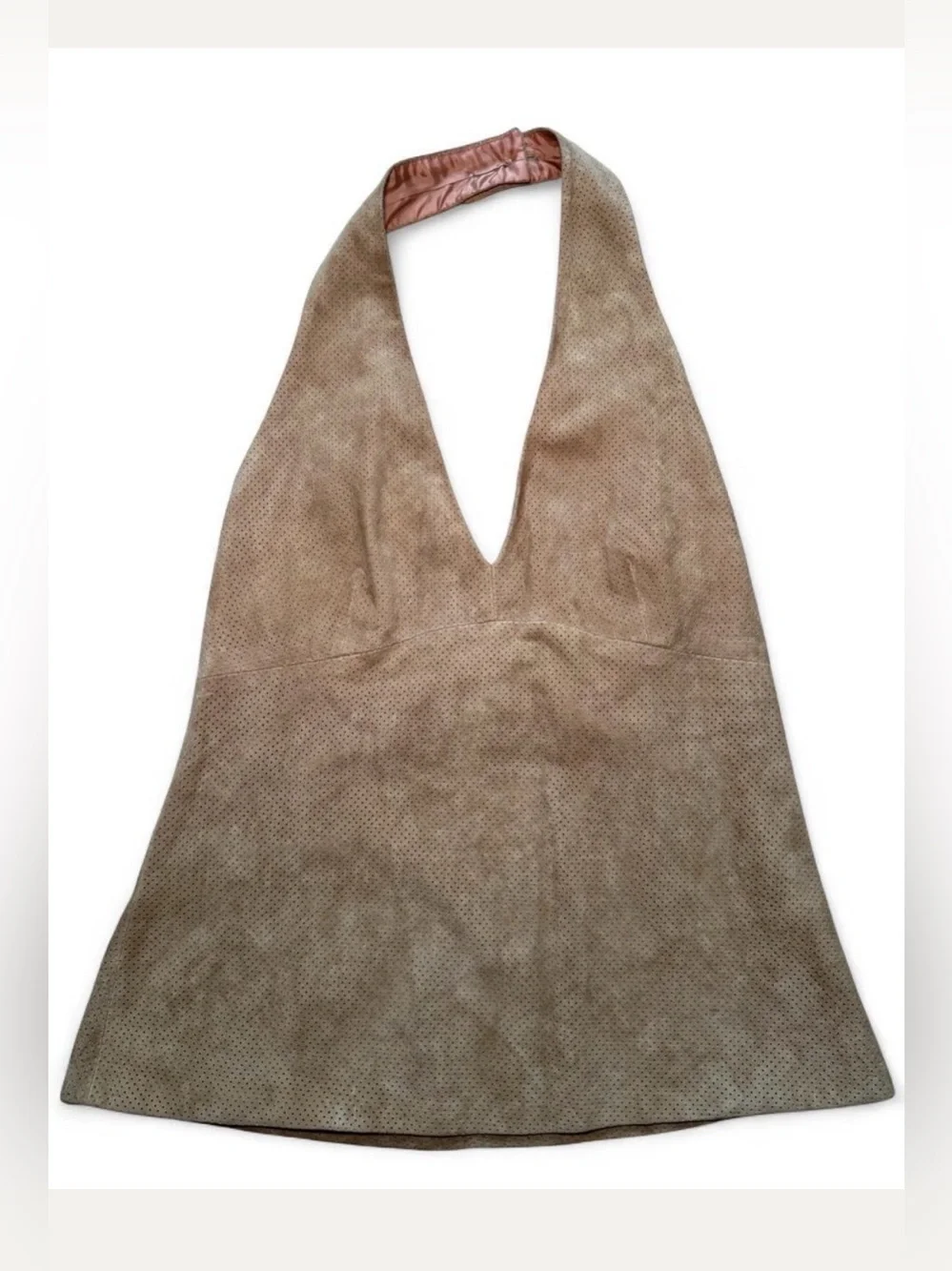 Y2K Banana Republic brown suede halter top with small perforations NWT size M